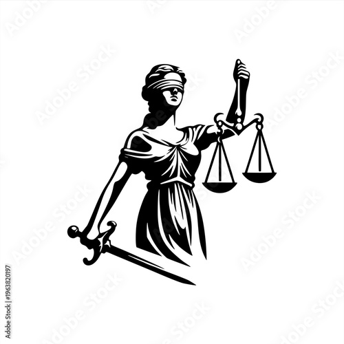 simple stencil vector illustration lady of justice
