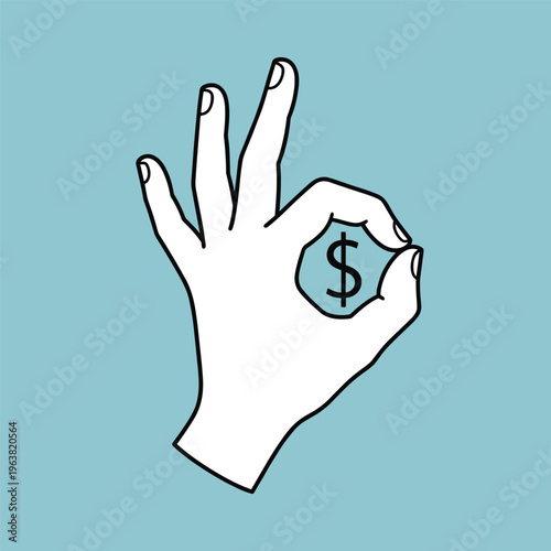 Hand Holding Dollar Coin Closeup.