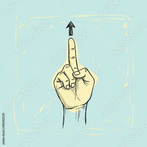 Hand pointing up with index finger.