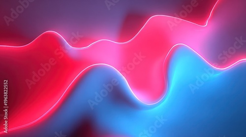 Abstract red and blue neon light curves forming a modern background