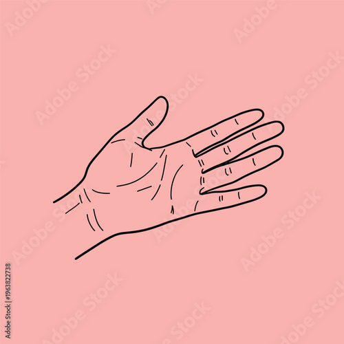 Hand with Palm Lines Illustration.