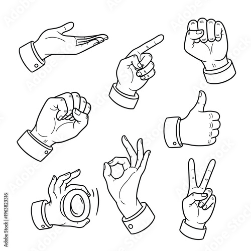 Hands making different gestures and signs.