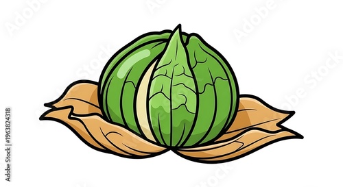 Green Melon Fruit Illustration.