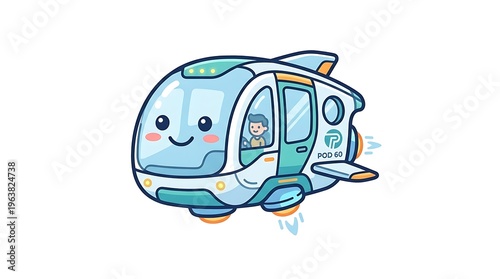 Smiling cartoon train with face.