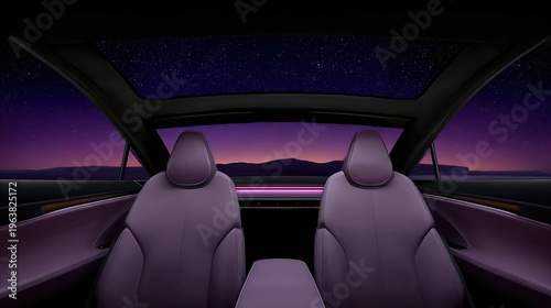 Interior Journey: An evocative interior captures the sense of traveling toward the night, offering a unique perspective of a world beyond
