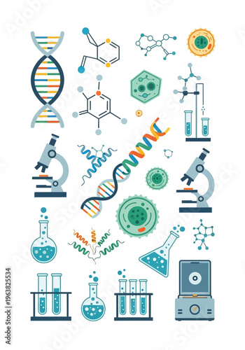 Science Laboratory Equipment Icons.