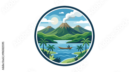 Scenic Tropical Landscape in a Circle