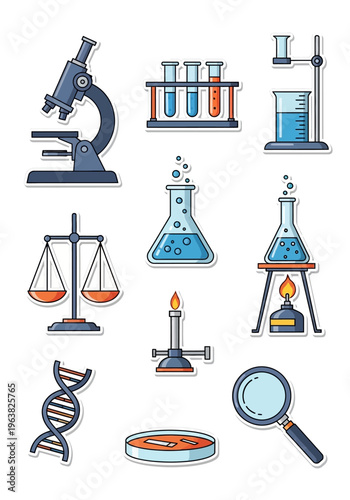 Science Laboratory Equipment Icons.