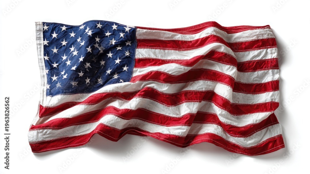 Obraz premium American flag waving proudly isolated on white background for patriotic themes