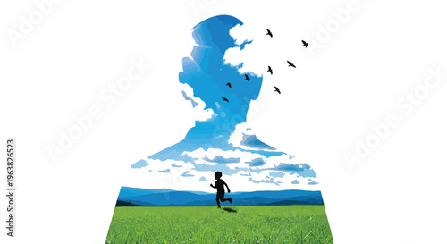 Conceptual vector graphic illustrating freedom and open-mindedness within a silhouette profile