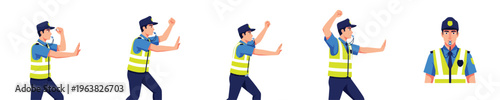 Traffic police directing movement with transparent background