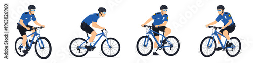 Police officer cycling sequence with transparent background