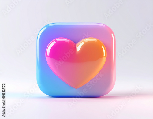 Glossy gradient heart icon with a smooth, rounded design, representing love and positive feedback in a clean, minimalist style