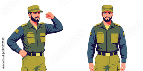 Military man in uniform with transparent background