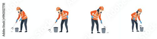 Φωτογραφία Construction worker cleaning debris with a shovel