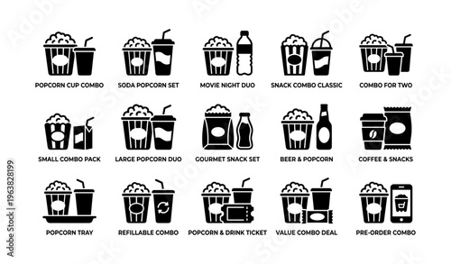 Movie theater snack combos popcorn soda coffee beer