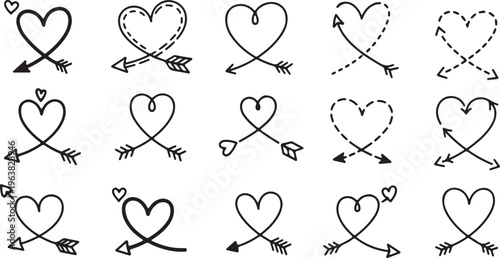 Hand Drawn Hearts Collection. Love Symbol Set Handdrawn scratchy heart illustration 