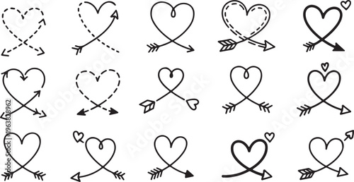 Hand Drawn Hearts Collection. Love Symbol Set Handdrawn scratchy heart illustration 