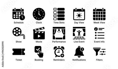 Icons for scheduling, events, and notifications