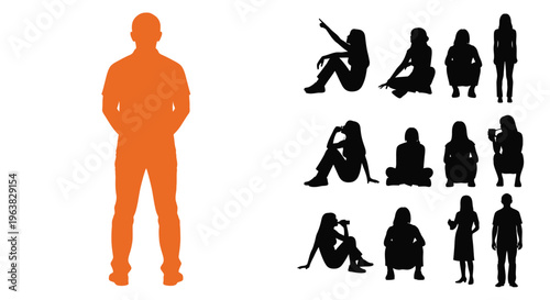 Digital vector illustration depicting a man's silhouette with a secret handshake alongside various human figures.