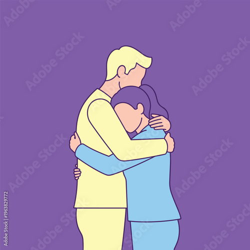 A purple background illustration with a partial view of a hand, conveying a sense of creativity and design.