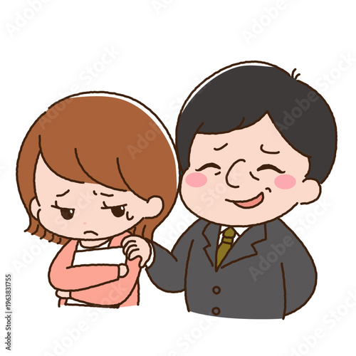 セクハラに困る女性と無神経な男性