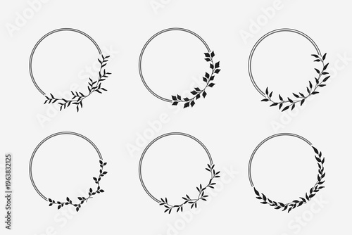 Set of Minimalist Botanical Circle Frames