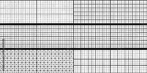 Black and white grid patterns a collection of varying square sizes
