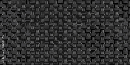 Close up of a dark woven texture resembling a basket weave pattern