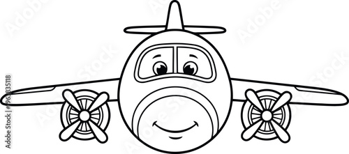 Smiling airplane cartoon character