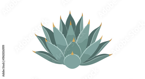 Agave Plant Vector Illustration, Flat Design Botanical Graphic for Southwestern Decor and Desert Themes.