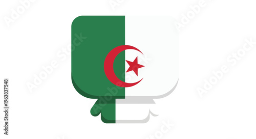 Algerian Flag Vector Illustration, Rounded Square Icon in Modern Flat Design Style, National Symbol Graphic for Travel and Country Identity