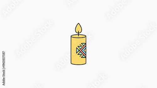 Decorative Easter candle with geometric pattern vector, religious holiday light icon