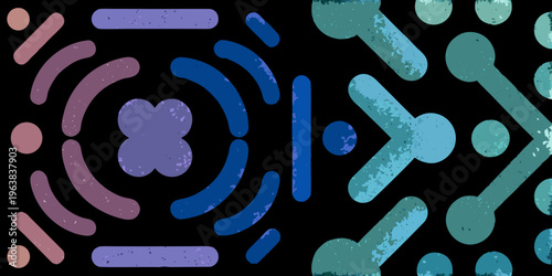 Abstract geometric shapes in watercolor style on a dark background