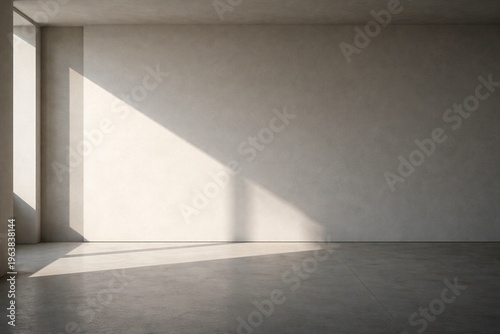 Minimal White Wall with Large Triangular Sunlight and Clean Copy Space Background