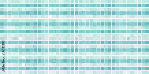 A seamless background of small rectangular turquoise and white tiles