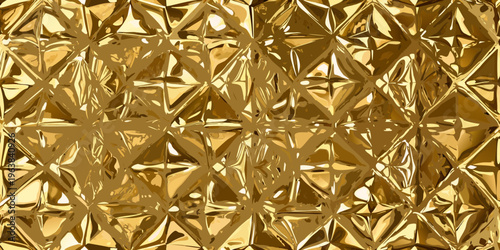 Close up of a richly textured golden diamond patterned metallic surface