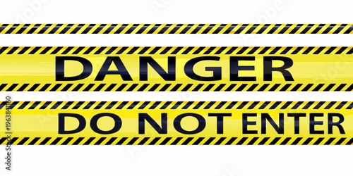 Bright yellow danger and do not enter warning tapes with black stripes