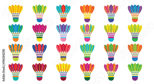 Colorful dumbbells arranged in a playful isometric composition