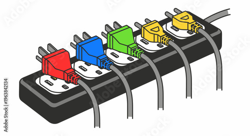 Electric plug adapter with multiple sockets.