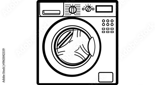 Washing Machine Front View Closeup.