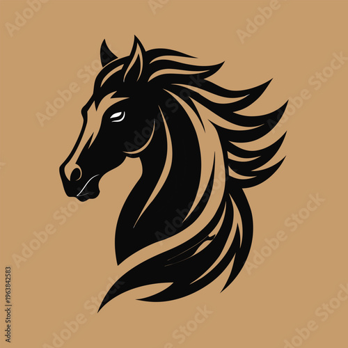 WebCreative Black Horse Logo with Blowing Mane Vector Design