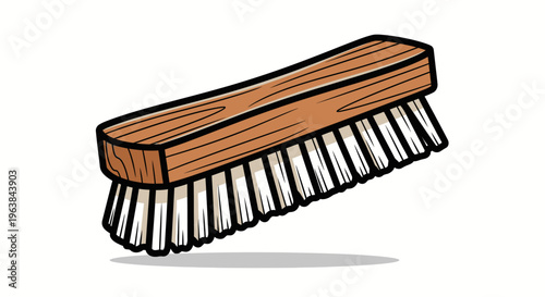A brown and white cleaning brush.