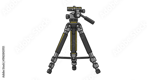 Camera tripod with adjustable legs.
