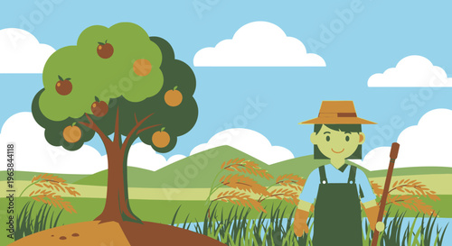 Man wearing overalls and a hat 1.