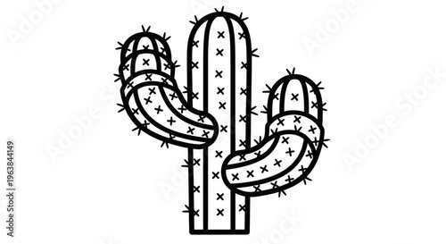 Prickly Cactus Plant Closeup View.