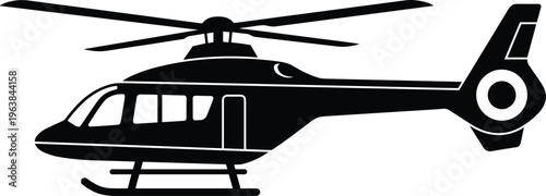 helicopter silhouette passenger aircraft side view aviation transport isolated vector illustration modern chopper design air travel concept icon