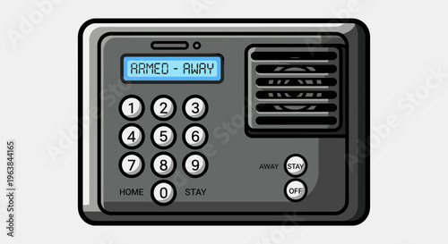 Security alarm keypad control panel device.