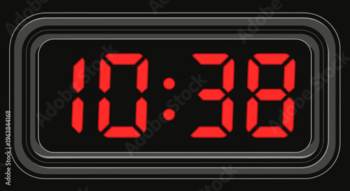 Red digital clock display showing time.