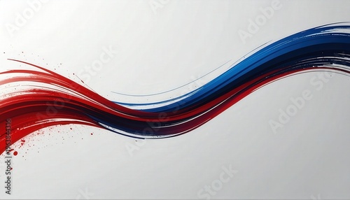 Dynamic Curved Lines Motion Background with Red and Blue Abstract Sweeping Trails on Light Grey
